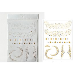 Set 1 Sheet Foil Glitter Metallic Gold/Silver Temporary Tattoo Stickers For Woman Man Kids Face Arm Leg Body Glitter Water Transfer Sticker Makeup Decor For Birthday Graduation Party