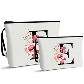 A-Z Makeup Bag Set for Women - Cosmetic Bag Organiser for Travel & Everyday Life, Stylish Makeup Bag, Ladies, Makeup Bag for Care Products & Beauty Accessories, White, E