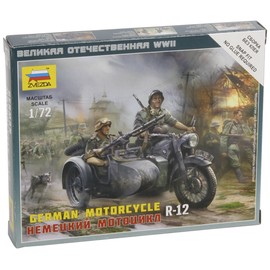 Zvezda Models 1/72 German Motorcycle R-12 with Sidecar