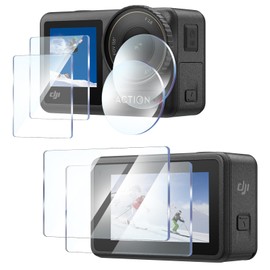 For DJI Osmo Action 4, Main Screen Protective Film (2) + Sub Screen Protective Film (2) + Lens Protective Film (2 Sheets), High Transmittance, LCD Protection, Scratch Resistant, For DJI Osmo Action 4,