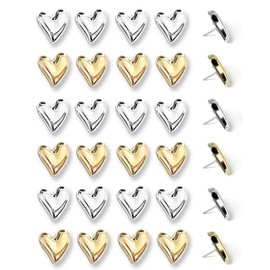 30 pcs - Heart Decorative Pins, Gold Silver Cute Pins for Bulletin Board, Office or Home (30 pcs - Gold)