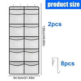 WIYETY Hängeorganizer Hängeregal Hängeaufbewahrung Organizer 2 Stück Stofftier Aufbewahrung Hängend Organizer mit 10 Netztaschen mit 8 Haken für Tür Organizer Schlafzimmer Kinderzimmer Badezimmer