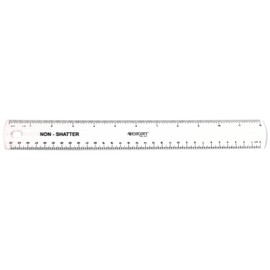 Westcott English and Metric Shatterproof Ruler, Clear, 12"