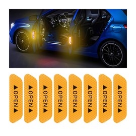 AUKEPO AUKEPO 8PCS Reflective Open Warning Stickers for Car Door, Night Visibility Auto Safety Prompt Decals, Anti-Collision Protective Strip Tape, Car Accessories Universal for Truck, SUV, Van (Yellow)