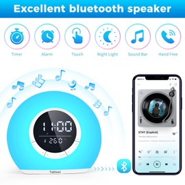 Sunrise Alarm Clock Wake Up Light Night Light Bluetooth Speaker Personal Sleep Routine Reading Light on Bedside Table Sleep Trainer Children's Nursing Lamp