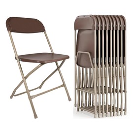 Chivari Plastic Folding Chair, 10 Pack, 650lb Weight Capacity - Indoor Outdoor, Portable, Stackable with Steel Frame - for Events, Office, Wedding, Party, Picnic, Kitchen, Dining
