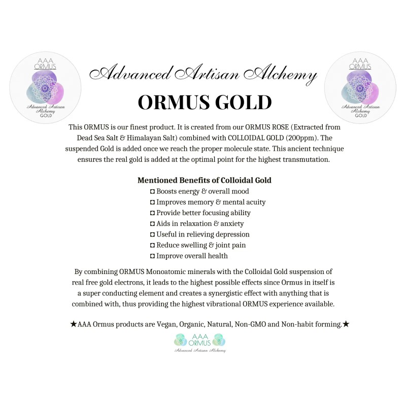 AAA Ormus ORMUS GOLD - Colloidal/Mono