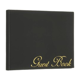 PATIKIL Elegant Guest Book 9"x7" PU Leather Wedding Guest Book Stylish Sign-in Book with Blank 120GSM Paper for Reception, Birthday, Funeral, Special Events, Black