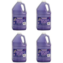 Constructive Playthings Washable Tempera Paint for Kids, Classroom Painting Supplies, Set of 4 Gallons, Purple