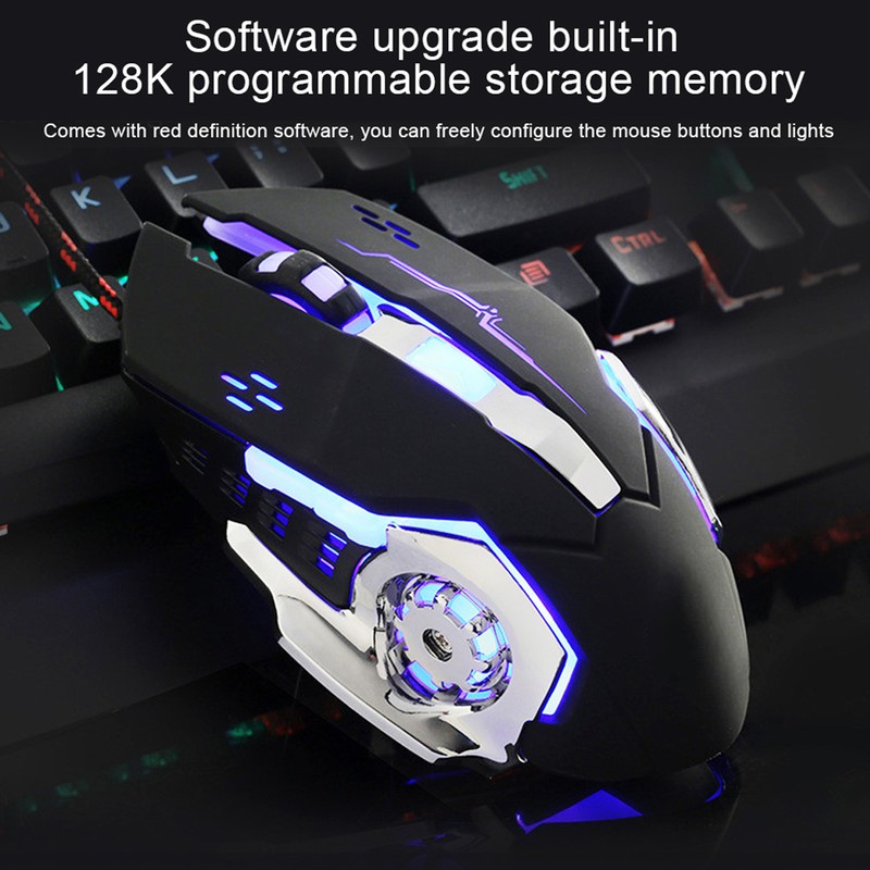 Mechanical Wire Game Mouse Mute USB Black 4-Way Roller Desktop