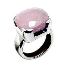 55Carat Genuine Rose Quartz 925 Silver Ring for Women Chakra Healing Cushion Bezel Style Size 5,6,7,8,9,10,11,12
