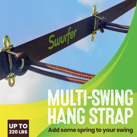 Swurfer Skyline Tree Swing Hanging Kit – Heavy Duty, Weather Resistant, Swing Line to Hang Multiple Swings, Span Up to 40 Feet, Includes 4 Adjustable Locking Anchors & Carabiners, Easy Installation