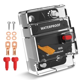 60 Amp Circuit Breaker with Manual Reset Switch, Waterproof DC 12V-48V Inline Fuse Replacement for Trolling Motor, Boat, Marine, RV, ATV, Solar, Car Audio Systems