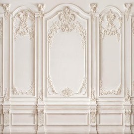 Kate White Interior Wall Backdrops Classic Wall Photo Backdrop European Design Photography Backdrops Vintage Wedding Portrait Studio Props, 8x8ft
