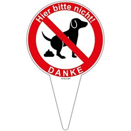 Sign with German Text "Hier bitte nicht!" [German Language] 180 x 300 mm, Dog Loo Pedal Mines, Sturdy Aluminium Composite Panel, 3 mm Thick