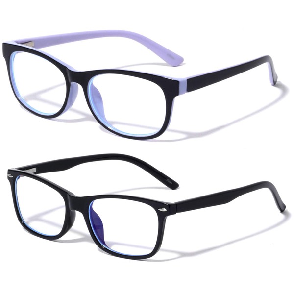 V.W.E. 2 Pairs Kids Blue Light Blocking Glasses, Anti Eyestrain