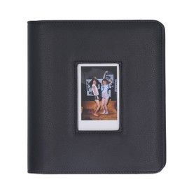 Leather Cover Photo Album Vintage 288 Photos Large Capacity Small for 3in Instant Camera Photos Business Cards Black