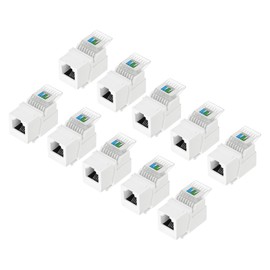 sourcing map 10 Pack RJ11 Cat 3 Telephone Jack, Cat3 Coupler Phone No Punch Down Tool-Free Module Connector Adapter, White, 17mm