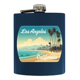 R and R Imports Los Angeles California Design F Souvenir 7 oz Steel Flask Matte Finish Navy Single