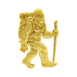 Bigfoot Camping Emblem – 3D Metal Sasquatch Badge for Cars, Campers, and Coolers (Gold)