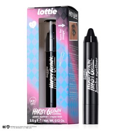 Lottie London x Harley Quinn Jumbo Kohl Eyeliner, Buttery Black kohl jumbo eyeliner pencil with a rich pigment and color pay off for an effortless smokey eye look