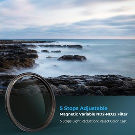 SMALLRIG 67mm Magnetic Variable ND Filter Kit, ND2-ND32 (1-5 Stops) VND Filter with T Mount Filter Ring with Threaded Filter Ring for Phone/Camera, No X Cross HD Optical Glass VND Filter Kit - 4725