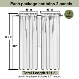 Lecloud Black Sheer Curtains 120 Inches Long 2 Panels, Balance Light & Privacy Voile Window Curtains, Solid Sheer Curtain Drapes for Living Room Balcony Big Windows, 59" W x 120" L