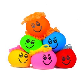 STUWU 6 x Squishy Ball Stress Ball 6 cm with Wool Hair Anti-Stress Ball Kneading Ball Juggling Ball