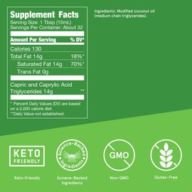 Bulletproof Bulletproof MCT Oil Made with C10 and C8 Oil, 16 Ounces, Keto Supplement for Sustained Energy, Brain and Body Fuel, Add to Coffee and Smoothies