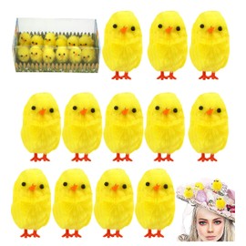 SRV Hub 12Pcs Easter Chenille Chicks, Small Chicks for Easter Bonnet Crafts, Decorative Fluffy Mini Chicks Adorable Home Beauty Chicks, 3.5cm Soft Chick Easter Bonnet Decorations