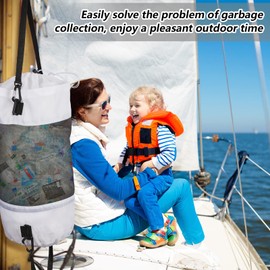 Gersoniel 3 Pack Boat Trash Can Boat Accessories Mesh Trash Bags Portable Garbage Container for Kayak Pontoon Camper Fishing Storage Cabin(Black, Gray, White)