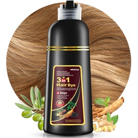 Mihkiom Brown Hair Dye Shampoo 3 in 1 for Women & Men, Hair Color Shampoo Refresh Hair Only 20 Mins - Natural Plant - Champu Para Pintar el Pelo