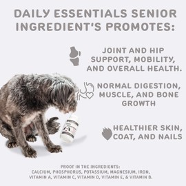 waggedy Daily Essentials Senior Tablets with Glucosamine — Pet Supplies for Digestion and Joint Health — Dog Multivitamin Treats for Overall Defense — Dog Vitamins and Supplements (60 Chewy Tablets)…