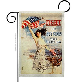 US Brotherhood G183058-BO 13 x 18.5 in. Fight or Buy Bonds Garden Flag with Armed Forces Service Double-Sided Decorative Vertical Flags House Decoration Banner Yard Gift