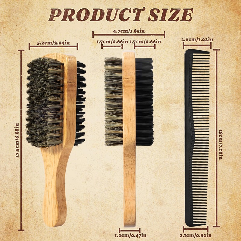 SIMPOR 2PCS Double Sided Boar Bristle Hair Brush Set, 2-in-1