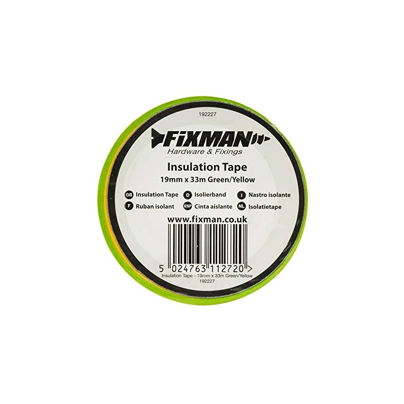 Fixman 192227 Insulation Tape 19 mm x 33m Green/Yellow