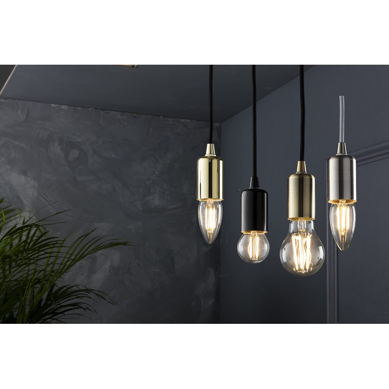 Knightsbridge 6 Inch E27 Contemporary Pendant Set in Black Nickel