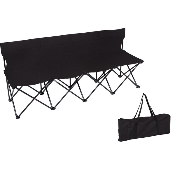 Portable 4-Seater Folding Team Sports Sideline Bench by Trademark Innovations (Black)
