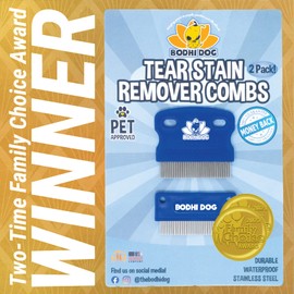 Bodhi Dog Tear Stain Remover Combs - Clean Crust, Dirt & Buildup Around Pet Eyes - Gentle, Durable, Easy-to-Use Grooming Tool for Dogs & Cats - Ideal for All Fur Types & Coats (Set of 2)