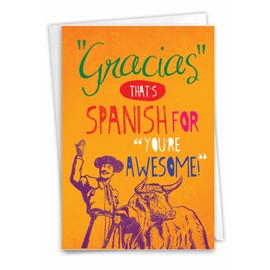 NobleWorks - 1 Spanish Thank You Card with Envelope - Espanol Gratitude Stationery Greeting - Gracias Your Awesome C3529TYG