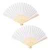 FVBKCOT 2 Pieces White Wedding Fans, Hand Fan Folding, Folding
