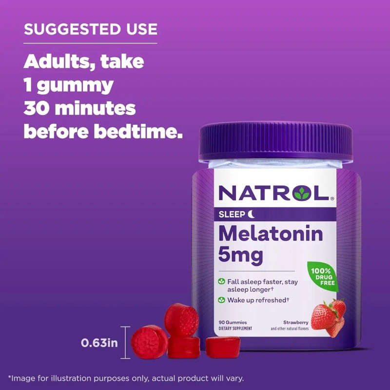 Natrol Melatonina 5mg Gomitas Mejorar Descanso Fresa