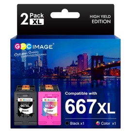 GPC Image Cartucho de Tinta Compatible para HP 667 667XL Compatibles con HP DeskJet Plus 6075 6475 6476 DeskJet Ink Advantage 1275 2335 2336 2375 2376 2775 2776 (1 Negro 1 Color)