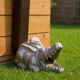 pandaxing Gnome and Fish Statue Gutter Downspout Extensions, Rain Gutter Downspout Splash Block Extender Cover Garden Yard Sculpture Decorative, 3" × 4" Downspouts