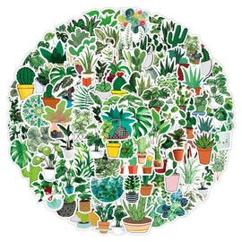 Adkumil 100pcs Mixed Plant Flower Stickers Cactus Laptop Stickers for Water Bottles Lovely Succulent Plants Stickers Waterproof Graffiti Decals for Travel Luggage Skateboard Guitar