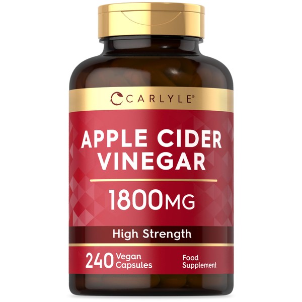 Apple Cider Vinegar Capsules | 1800mg | 240 Count | Raw & Unfiltered Vegan Supplement | by Carlyle