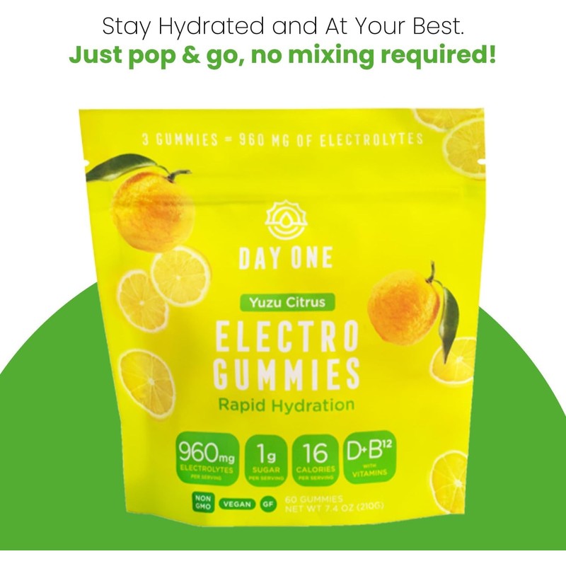 Day One ElectroGummies – Electrolyte Hydration Gummies – Ideal to