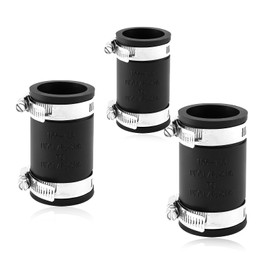 QruiLanTu 3 Pcs 1 1/4" Flexible Pvc Pipe Coupling with Stainless Steel Clamp, Flexible Fitting for Connecting Cast Iron, Plastic and Copper Pipes, for Sewer and Drain Connections(Black)