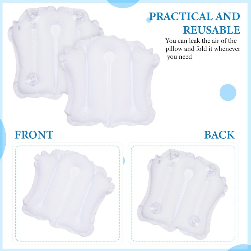 Jetec Inflatable Bath Pillow for Tub Non Slip Bathtub Pillow