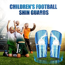 Goldmiky Youth Shin Guards, Football Shin Guards, Lightweight and Breathable for Kids 4-11 Years Old Boys Girls Kids Teens (Blue-A)